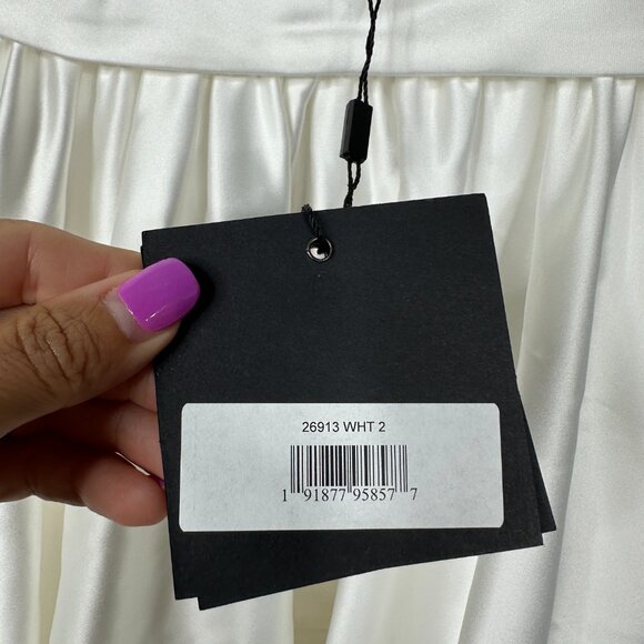 FLAW - NWT Mac Duggal Satin Lapel A-Line Blazer Mini Dress White 2 #A0185 - Picture 6 of 12